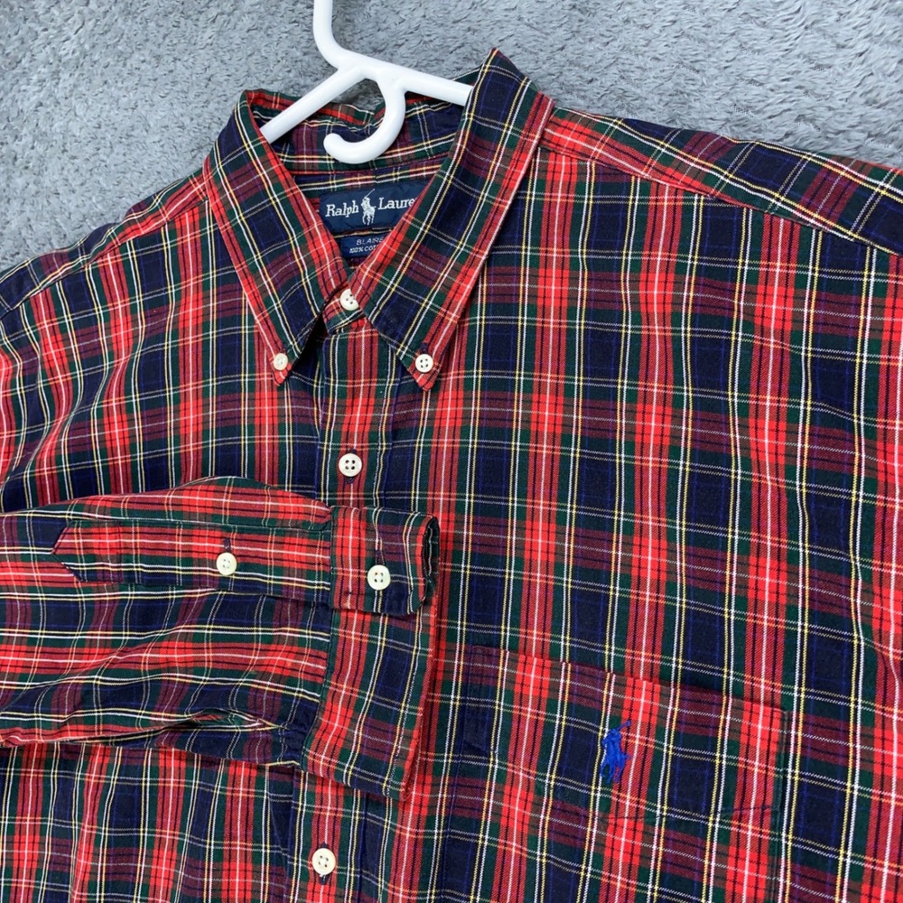 Polo Ralph Lauren Blaire Shirt Mens XL Red Plaid Button Down Cotton Pony Pocket